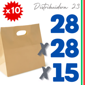BOLSA KRAFT TROQUELADA 28X28 PACK 10 UNIDADES